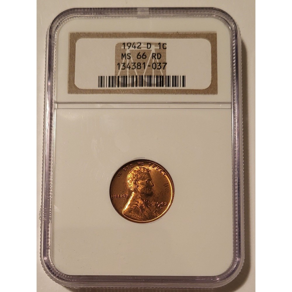 1942 D Lincoln Wheat Cent MS66 RED NGC